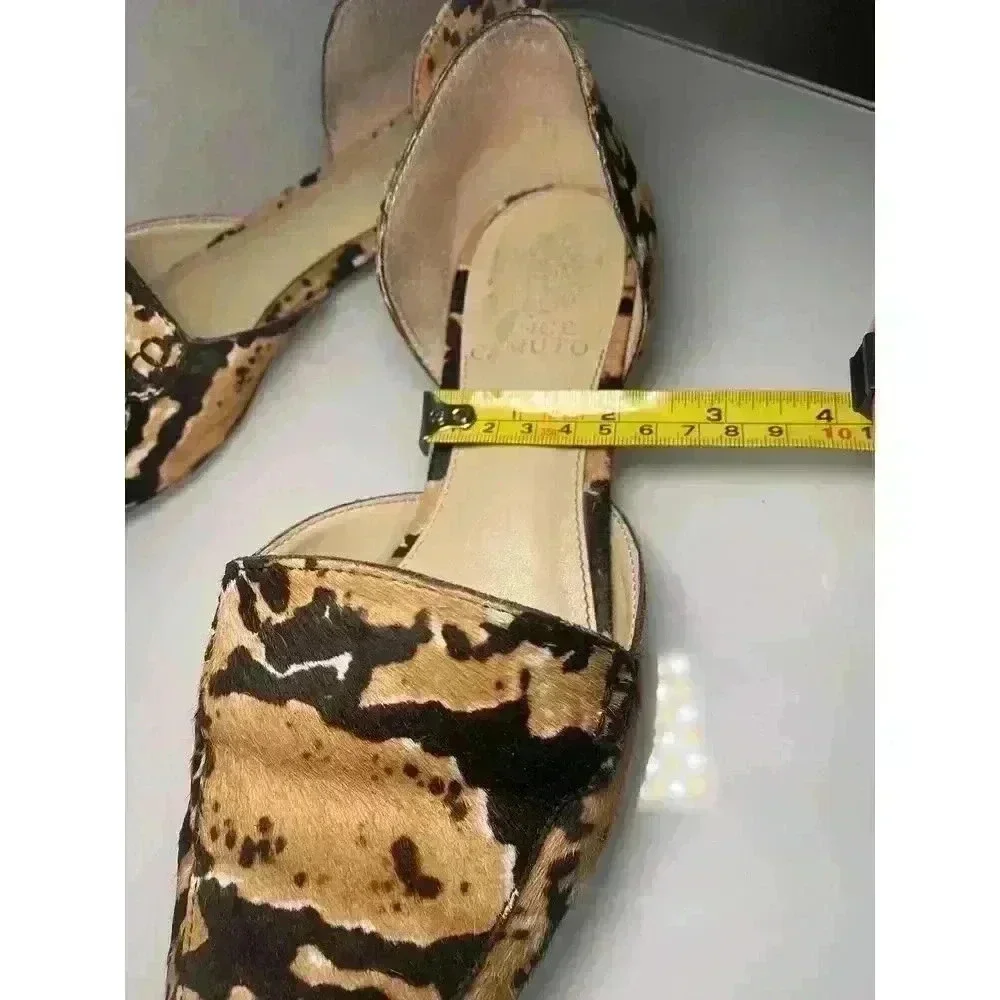 Vince Camuto Animal Print Real Cow Hair Kordie 3 Flats Size 7.5 Women's Unique
